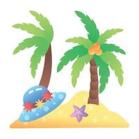 An icon of beach trees in flat style vector