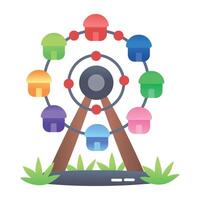 An icon of ferris wheel in flat style vector