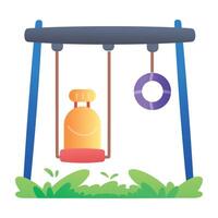 A flat style icon of playground swing vector