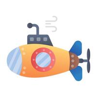 A flat style icon of submarine vector