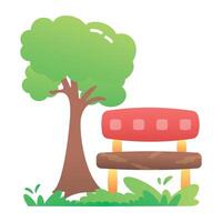 An icon of park bench in flat style vector