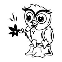 Doodle style cartoon of wisdom bird vector
