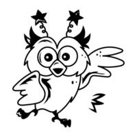 Doodle style cartoon of wisdom bird vector