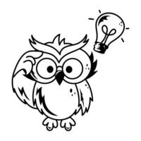 Doodle style cartoon of wisdom bird vector