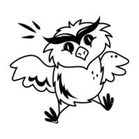 Doodle style cartoon of wisdom bird vector