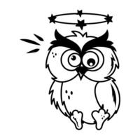 A hand drawn style icon of strigiformes vector