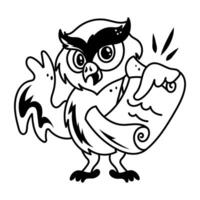 A hand drawn style icon of strigiformes vector
