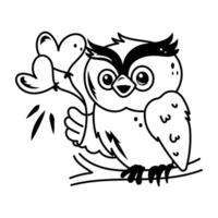 A hand drawn style icon of strigiformes vector