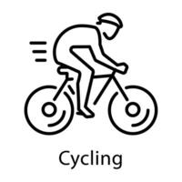 An icon of a cycling person designed in linear style vector