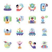 Set of Virtual Reality Flat Icons vector