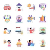 Bundle of Immersive Technology Flat Icons vector