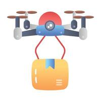 Drone delivery icon in flat style vector