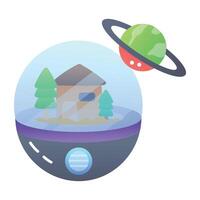A flat style icon of metaverse building vector