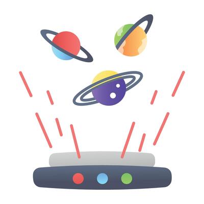 A flat icon of space hologram projection