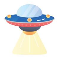 An icon of flying ufo in flat style vector