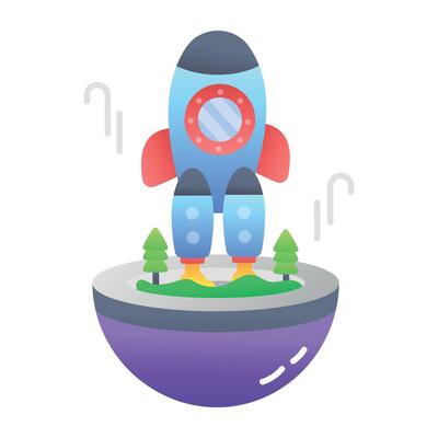 A flat style icon of space travel
