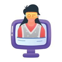 A flat style icon of virtual reality vector