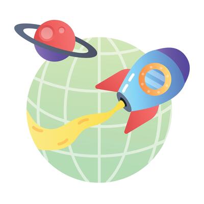 A flat icon of space environment