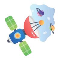 An icon of artificial satellite in flat style vector