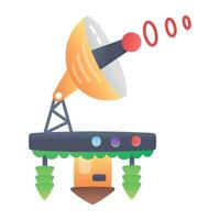 An icon of parabolic satellite in flat style vector