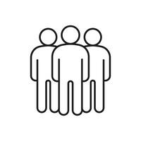 Group of people, line icon. Teamwork, crowd of person. Business communication, leader and employee connection illustration vector
