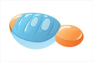 isolated cartoon illustration of a baby inflatable swimming mattress in the shape of a rocket. vector