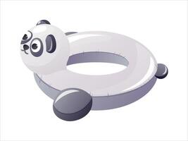 isolated funny cartoon children's inflatable swimming ring in the shape of a panda. vector