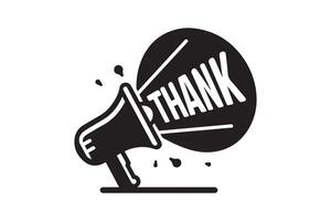 Loudspeaker icon. Megaphone with 'Thank you' speech bubble. vector