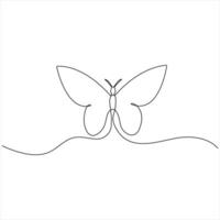 Continuous butterfly single line drawing style illustration vector