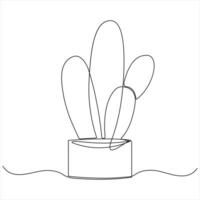 Cactus continuous single line drawing and outline style single line illustration vector