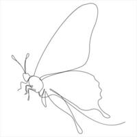 Continuous butterfly single line drawing style illustration vector