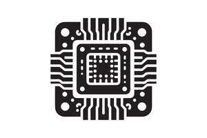 CPU silhouette in white background vector