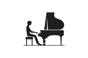 minimalist and simple easy Piano silhouette, fill with black color, isolated, black and white, white background, simple, not complex vector