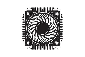 CPU silhouette in white background vector