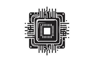 CPU silhouette in white background vector