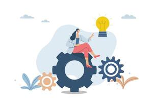 Good ideas drive the engine of business forward, Thought process or analysis is the answer to business, Developing business efficiently with creativity, design illustration. vector