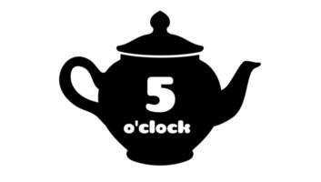 illustration with teapot. Lettering tea o clock vector