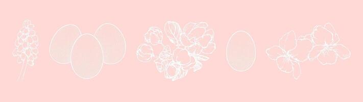Graphical spring set isolated on pink background, illustration vector