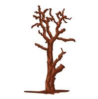 Colored simple illustration of a burnt dry damaged tree trunk. vector