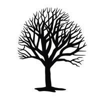 Silhouette of a tree with fallen leaves, bare tree. black illustration vector