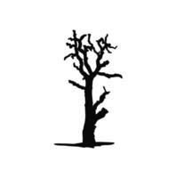 Silhouette of a burnt dry damaged tree trunk. black illustration vector