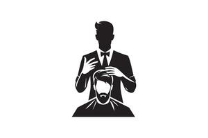 Barbershop Beard man White illustration. barber tools and elements vector