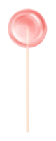Sugar transparent lollipop on a stick in the shape of a circle. A sweet pink candy. Decor for cakes and pies for holidays and parties. For designs and compositions. Isolated digital illustration png