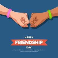 Hand drawn Shaking hands strongly on international happy friendship day fist to fist vector