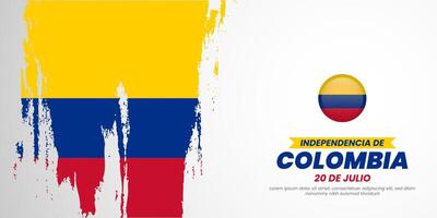Abstract happy independence day of Colombia with creative watercolor national brush flag background vector