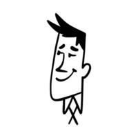 Avatar for Business Man in Doodle Hand-drawn. People faces hand drawn in doodle style. Black lines and silhouette. Social network concept. illustration vector