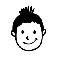 Doodle children head cartoon illustration isolated in white background. Icon portraits of boy or girl. vector