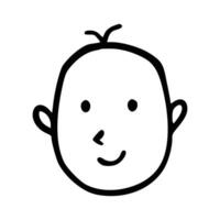 Doodle children head cartoon illustration isolated in white background. Icon portraits of boy or girl. vector