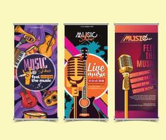 music show banner templates dynamic instruments vector