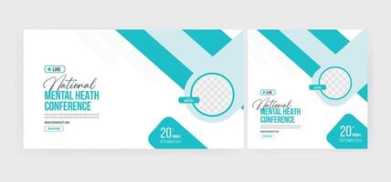 Mental Health webinar poster design great for social media post template. Modern and minimalist elegant mental health editable design. vector